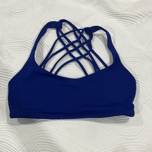 Free to be wild bright blue sports bra